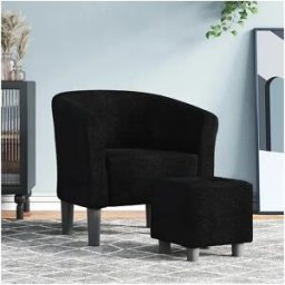 Clicnbuy Sillón con taburete tela negra