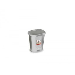 Papelera contenedor plasticforte plastico con tapadera y pedal 18 litros color plata 330x280x405 mm