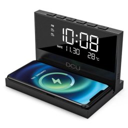 Reloj despertador digital DCU Advance Tecnologic 37300830 carga inalámbrica 15W luz 8 colores Negro