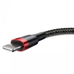Cable USB a Lightning Baseus Cafule 0,5 m 2,4 A Negro y Rojo