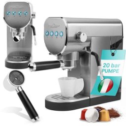 Cafetera Espresso ProfiCook PC-ES-KA 1265 1L 20 Bares con vaporizador y cápsulas
