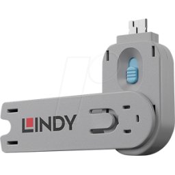 LINDY 40622 - Cerradura de puerto USB a (1 llave, 1 cerradura), azul