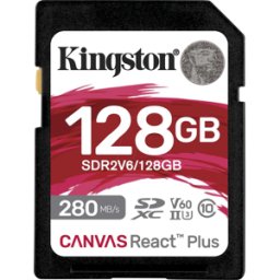 KINGSTON SDR2V6/128GB - Tarjeta de memoria SDXC, 128GB SDXC Canvas React Plus