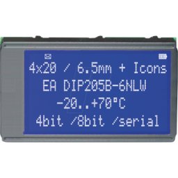 DISPLAY VISIONS EA DIP205B-6NLW - 4x20 DIP pantalla de texto, azul/blanco