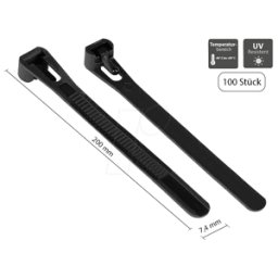 GOOD CONNECTIONS GC KAB-R20S74 - Sujetacables, removible, 200 mm, negro, resistente a los rayos U