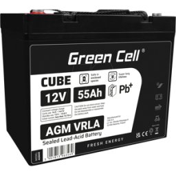 GREEN CELL GC AGM49 55AH - Batería de lana de plomo, AGM, 12V, 55 Ah