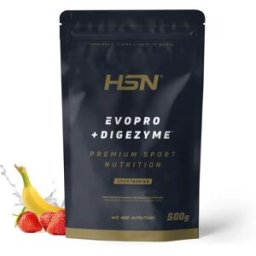 HSN Evopro (mezcla proteínas premium) + DigeZyme® 500g fresa y plátano - Proteínas Liberación Secuencial - Polvo - 17 Servicios