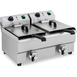 Royal Catering Freidora eléctrica - 2 x 10 L - grifo de vaciado - 230 V 10011144