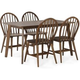 VS Venta-stock Juego de mesa 140x80 cm y 4 sillas de comedor Clarck color Nogal