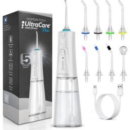 Boston Tech UltraCare Irrigador Dental PortátilPlus 8 Boquillas 5 Modos 300 ml Blanco 1 ud