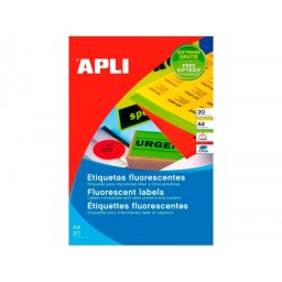 Etiqueta adhesiva apli 02878 tamaño 210x297 mm para laser fotocopiadora ink-jet caja con 20 hojas din a4 amarillo