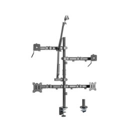 Kimex Streaming 2 Soporte de Mesa para Monitor Doble Brazo Luz Cámara y Micrófono de 17"-32