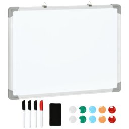 Homcom Pizarra Magnética Con Marco De Aleación Aluminio 60x45 Cm Borrado En Seco