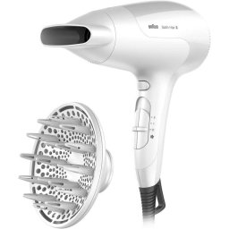 Secador de Pelo Iónico Braun Satin Hair 3 HD385 2000W 3 Temperaturas 2 Velocidades con Difusor Blanco