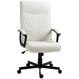 Vinsetto Silla de Oficina Giratoria Altura Ajustable Crema