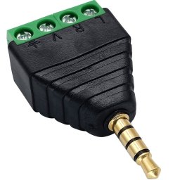 Goobay Conector Jack 3.5mm TRRS Terminal de Tornillo 4 Pin Macho Negro