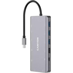 Canyon DS-12 Docking Station USB-C Multipuerto 13 en 1 Gris