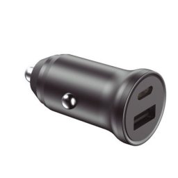 Contact Cargador de Coche 20W Quick Charge 3.0 Multipuerto USB-C y USB-A Negro