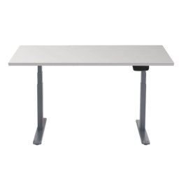 Kimex Escritorio Motorizado Sentado/de Pie 120x75cm, Altura 62-128cm, Tablero Blanco / Base Gris, Conectado