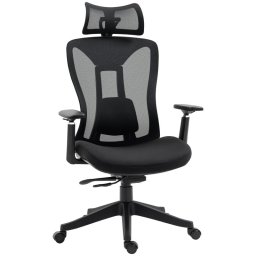 Vinsetto Silla De Oficina De Malla Reposacabezas Ajustable 70x66x120-128cm Negro