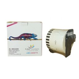 Color Premium Cinta Papel Térmico Blanco Compatible con Brother DK22205