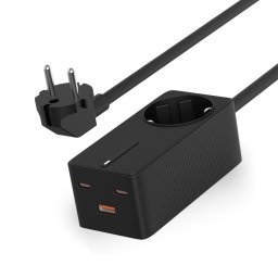Ksix Gan 65W Regleta Carga Ultra Rápida, PPS, Power Delivery, Multipuerto X4, Cable 1.5 M, Negra