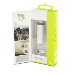 Muvit Cargador de Coche Lightning MFI 1A Cable Rizado 1.8m Blanco