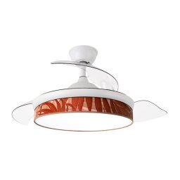 Iluminashop Ventilador de Techo con Luz LED 72W Blanco/Madera Motor DC Aspas Retráctiles