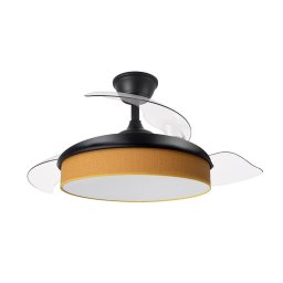 Iluminashop Ventilador de Techo con Luz LED y Mando 72W Negro/Amarillo Motor DC