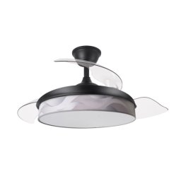 Iluminashop Ventilador de Techo con Luz LED y Mando Negro/Gris 72W Motor DC