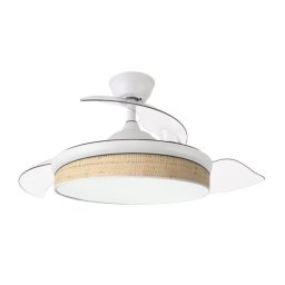 Iluminashop Ventilador de Techo con Luz LED y Mando 72W Blanco/Canizo Claro