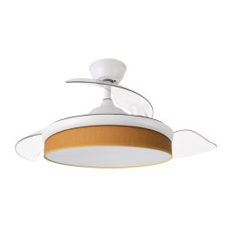Iluminashop Ventilador de Techo con Luz LED y Mando 72W Blanco/Naranja Motor DC