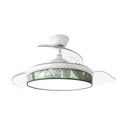 Iluminashop Ventilador de Techo con Luz LED y Mando 72W Blanco/Verde Motor DC