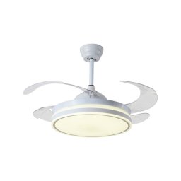 Iluminashop Ventilador de Techo con Luz LED y Mando 48W Blanco 4 Aspas Retráctiles