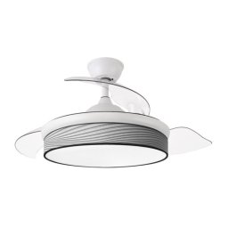 Iluminashop Ventilador de Techo con Luz LED y Mando 72W Blanco/Gris Motor DC Aspas Rectráctiles