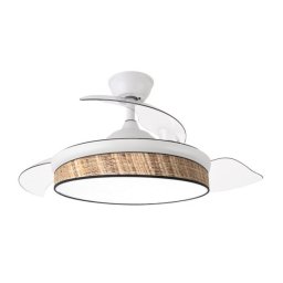 Iluminashop Ventilador de Techo con Luz LED y Mando 72W Blanco/Canizo Oscuro Motor DC