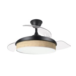 Iluminashop Ventilador de Techo con Luz LED y Mando 72W Negro/Canizo Claro Motor DC