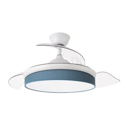 Iluminashop Ventilador de Techo con Luz LED y Mando 72W Blanco/Azul Motor DC
