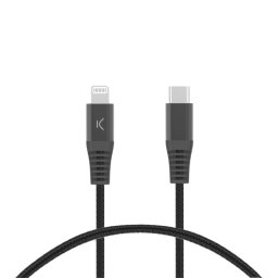 Ksix 60W Cable USB-C a Lightning Power Delivery Carga Ultra Rápida Trenzado 2m Negro