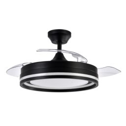 Iluminashop 350476 Ventilador de Techo LED con Mando a Distancia y Palas Retractiles 72W Negro