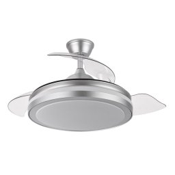 Iluminashop 334886 Ventilador de Techo LED con Mando a Distancia Y Palas Retractiles 72W Plata