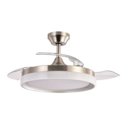 Iluminashop 350455 Ventilador de Techo LED con Temporizador Mando a Distancia Palas Retractiles 72w Plata