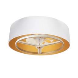Iluminashop 350857 Ventilador de Techo LED con Mando a Distancia Palas Retractiles 60W Blanco/Oro