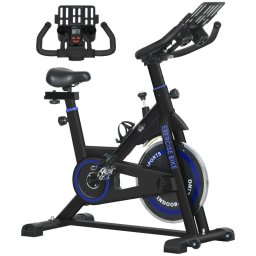 Homcom A90-146V01BU Bicicleta Estática con Resistencia Regulable Pantalla LCD Azul