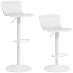 Homcom Conjunto De 2 Taburetes Altos De Cocina Giratoria Con Respaldo Blanco