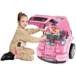 Homcom Juguete de Motor de Camión para +3 Años 61 Piezas 40x39x47cm Rosa