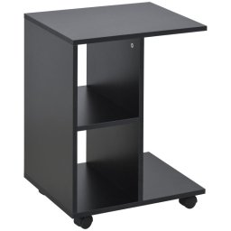 Homcom Mesita Auxiliar Moderno Con Ruedas 45x35x58 Cm Negro