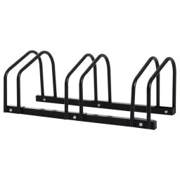 Homcom Aparcamiento Para 3 Bicicletas Soporte De Acero 76x33x27 Cm Negro
