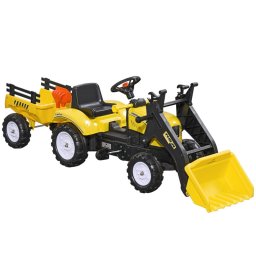 Homcom Tractor A Pedales Para Niños De 3 Años Con Remolque 167x41x52 Cm Amarillo
