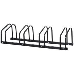 Homcom Aparcamiento Para 4 Bicicletas Soporte De Acero 110x33x27 Cm Negro